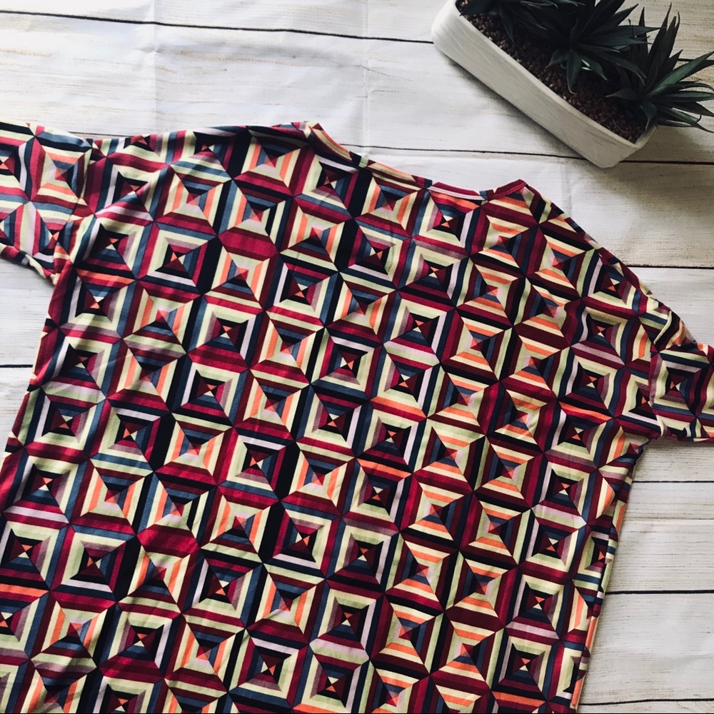 LuLaRoe geometric multi-colored oversized top